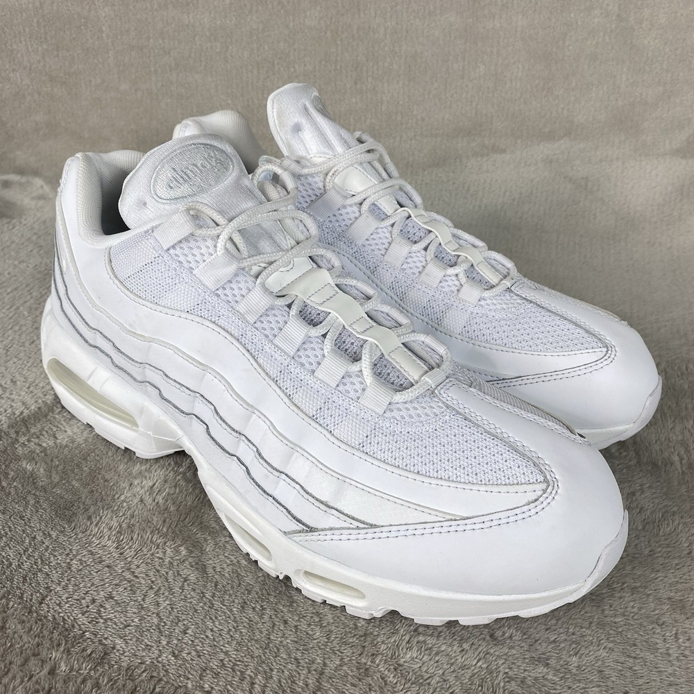 Nike Air Max 95 Big Bubble Mens Sneakers Shoes Size 14 Triple White Leather NEW